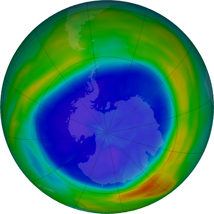 Antarctic ozone map for 08 September 2020